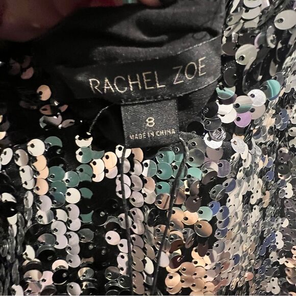 NWT Rachel‎ Zoe black and silver sequin maxi dress size 8 with front slit - Picture 12 of 15